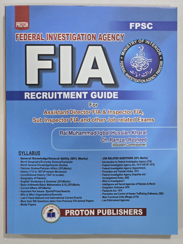 FIA (Federal Investigation Agency) Recruitment Guide